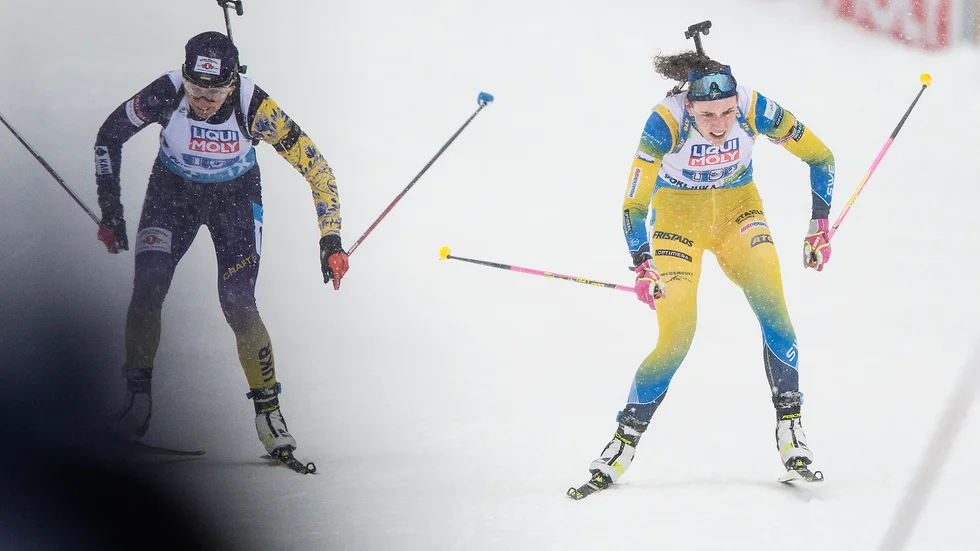 Hanna Öberg var trött in på upploppet men lyckades ändå hålla Ukrainskan bakom sig och säkra VM-bronset till Sverige.