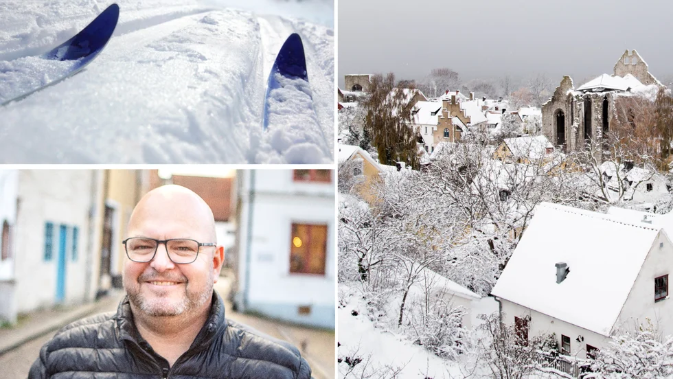 Till helgen anläggs skidspår i centrala Visby.
