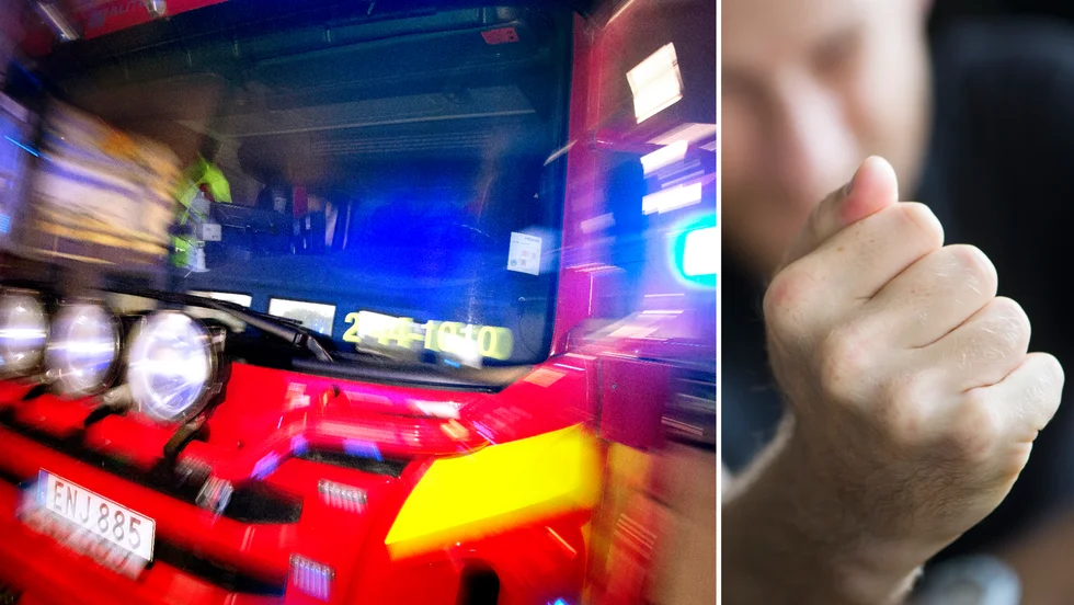 En brandman fick ett slag i ansiktet under en insats i Flen på lördagsmorgonen. Bilderna är inte från den aktuella händelsen.