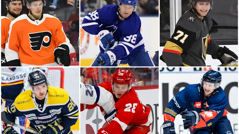 Robert Hägg, Rasmus Sandin och William Karlsson på övre raden samt Linus Sandin, Gustav Lindström och Olle Alsing har alla NHL-kontrakt kommande säsong.