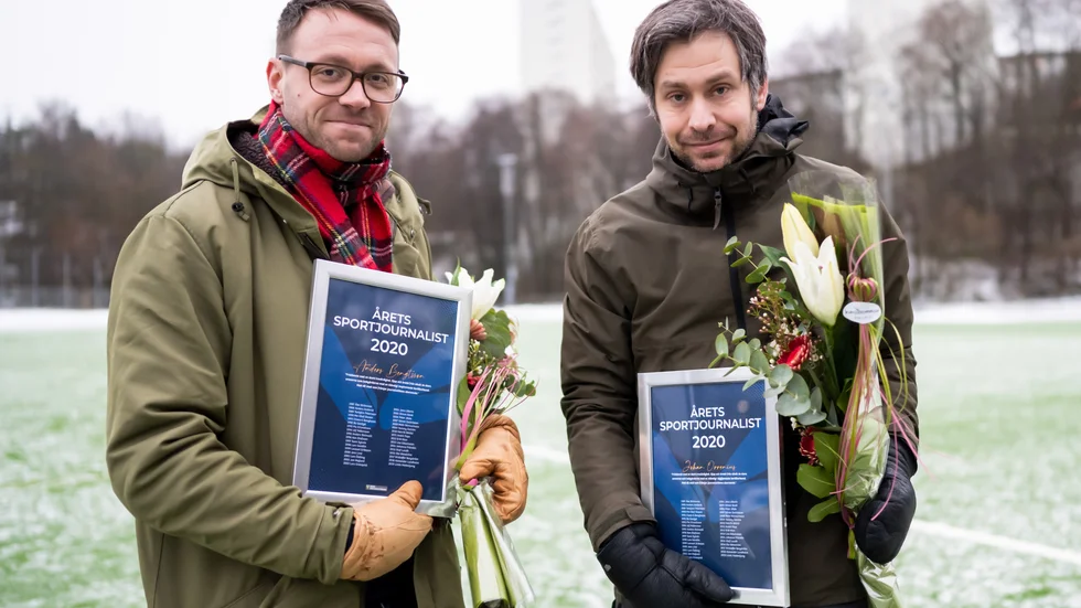 Fotbollsmagasinet Offsides Anders Bengtsson och Johan Orrenius har utsetts till årets sportjournalister 2020.
