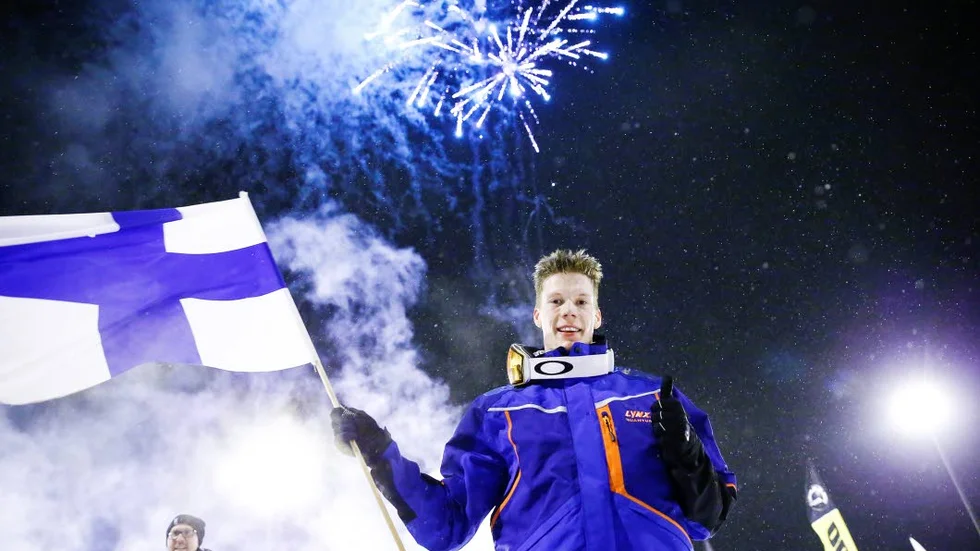 Vinnare. Aki Pihlaja, Finland, vann superstadioncrossen i Karlsborg under skärtorsdagen. Adam Öhman, Älvsbyn, slutade trea.