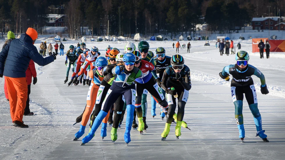 Kvinnor som tar plats – här på en skridskotävling i Luleå i februari i år, 80 kilometer för kvinnor. 