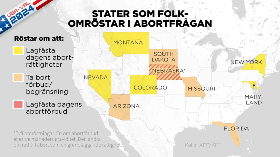 I samband med presidentvalet sker folkomröstningar om aborträtten i tio delstater.