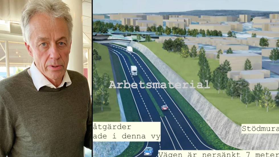 Planringschef Lars Hedqvist och alternativ Östra Leden. Arbetsmaterialet visades i Trafikverkets samråd. 