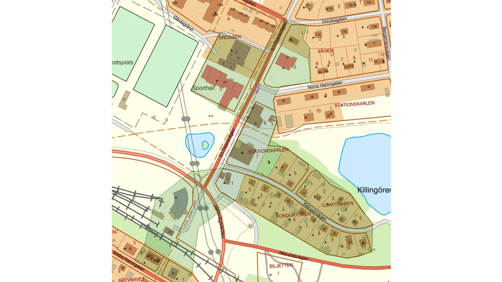 Fastigheter inom det markerade området berörs av driftstörningen.