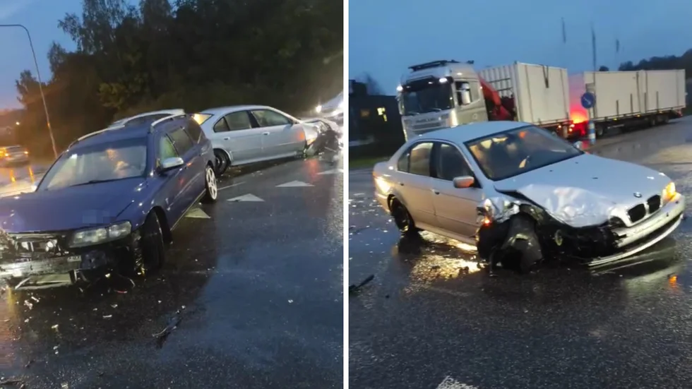 Tre personbilar kolliderade i morgontrafiken under onsdagen.