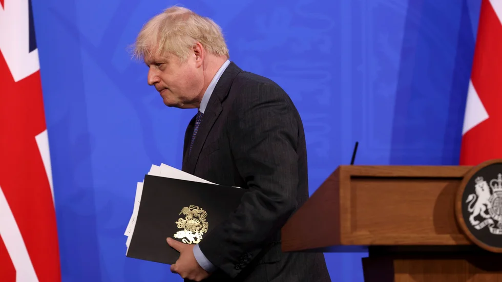 På väg ut. Boris Johnson avgår. Arkivbild.