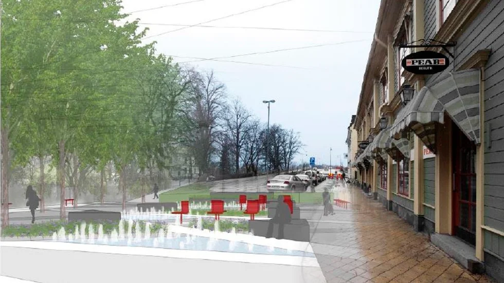 Enligt planerna ska det nya torget se ut så här.  FOTO: MONTAGE/NYKÖPINGS KOMMUN/MALÉN ENEBERG
