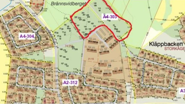 Bygglov har givts för etappen som är inringad med rött.  