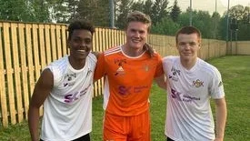 Sunnanås målskyttar Hayle Berhanu och Ville Formsark med Isac Ljungholm som höll nollan.