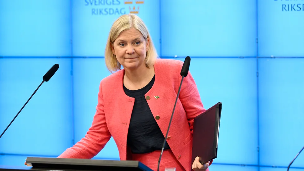 Statsminister Magdalena Andersson (S) på frågestund i riksdagen.