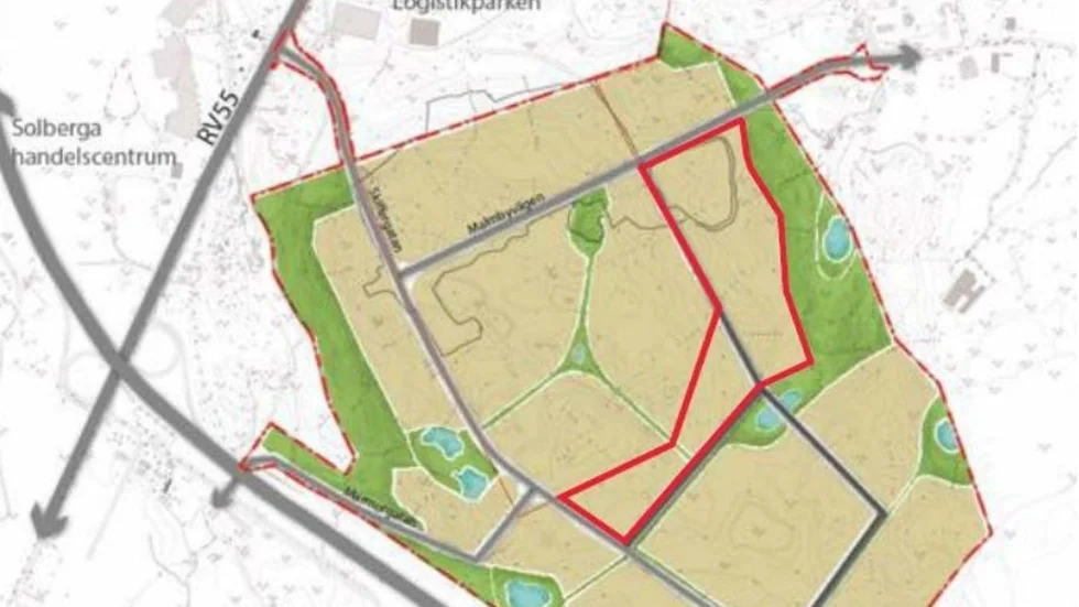 Området markerat i rött byter snart ägare – från Strängnäs kommun till Kilenkrysset – om kommunfullmäktige godkänner fastighetsregleringen.