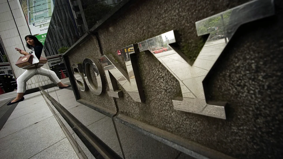 Kvartalsrapport från Sony. Arkivbild