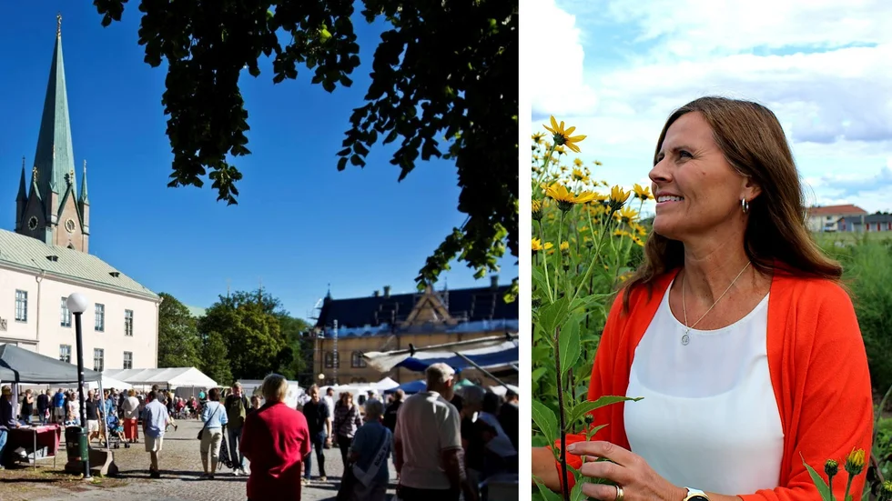 I år blir Bondens egen marknad lika stort som innan pandemin. Louise Ridderström är vd för Östgötamat, som arrangerar.