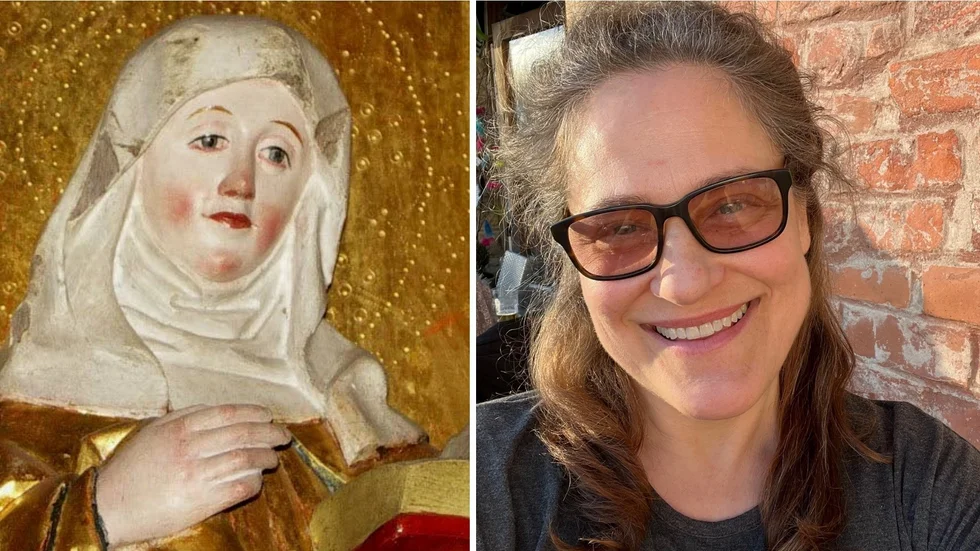 Logonomen och skådespelaren Sandra Ottander tar över ansvaret för spelet om den heliga Birgitta i Vadstena och kommer även att spela henne. Tanken är att spela under högsäsongen, när de flesta turisterna besöker Vadstena. Bilden är ett montage, bilden på Birgittabilden i Tensta kyrka är en arkivbild.