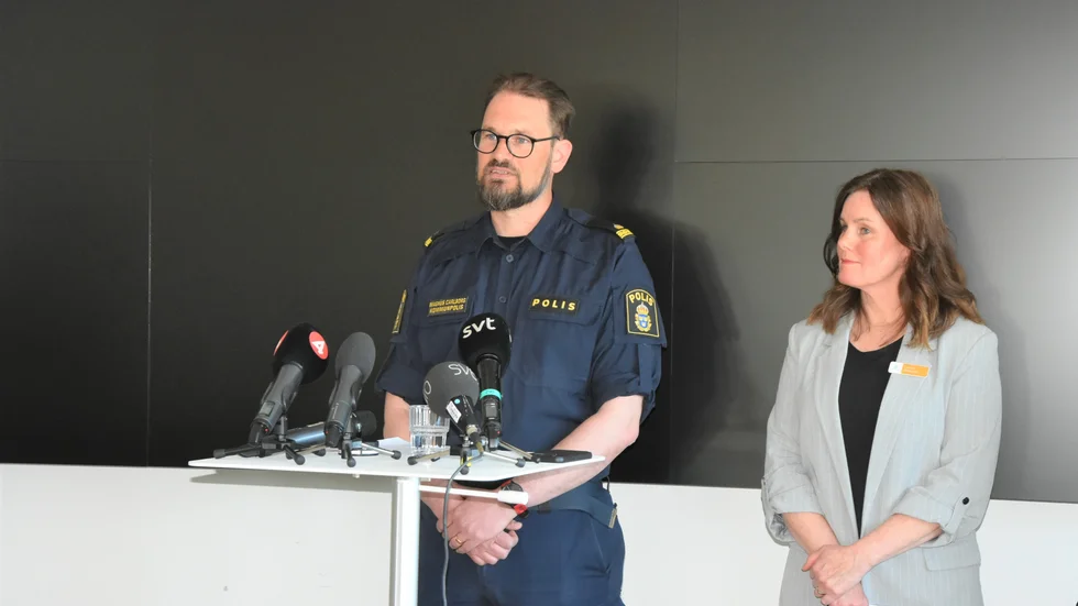 Magnus Carlborg, kommunpolis och Louice Stridsman, verksamhetschef grundskolan.