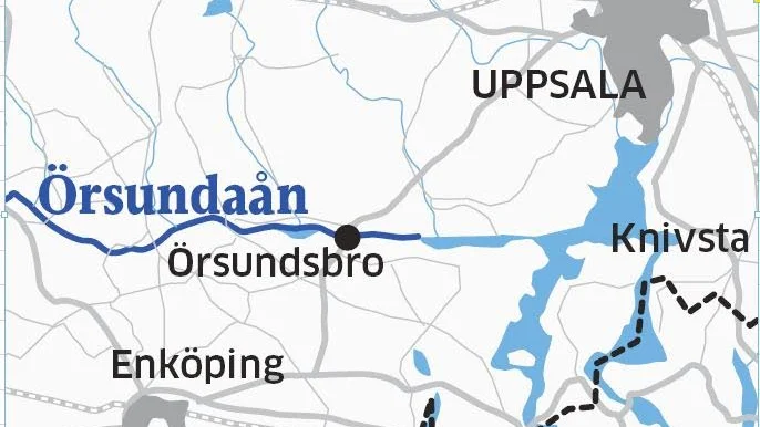 Örsundaån. Sträcker sig från Morgongåva till Alstasjö och Lårviken, 74 kilometer lång.