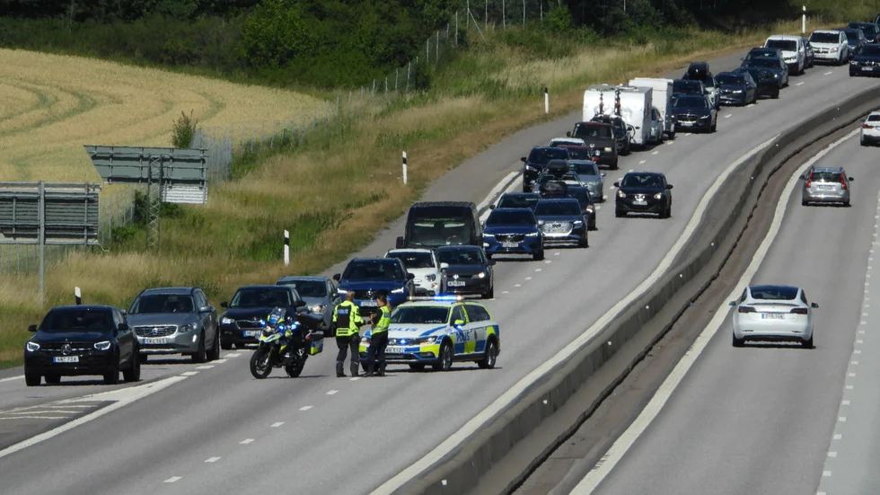 Stopp på E4 mellan Norrköping och Linköping.