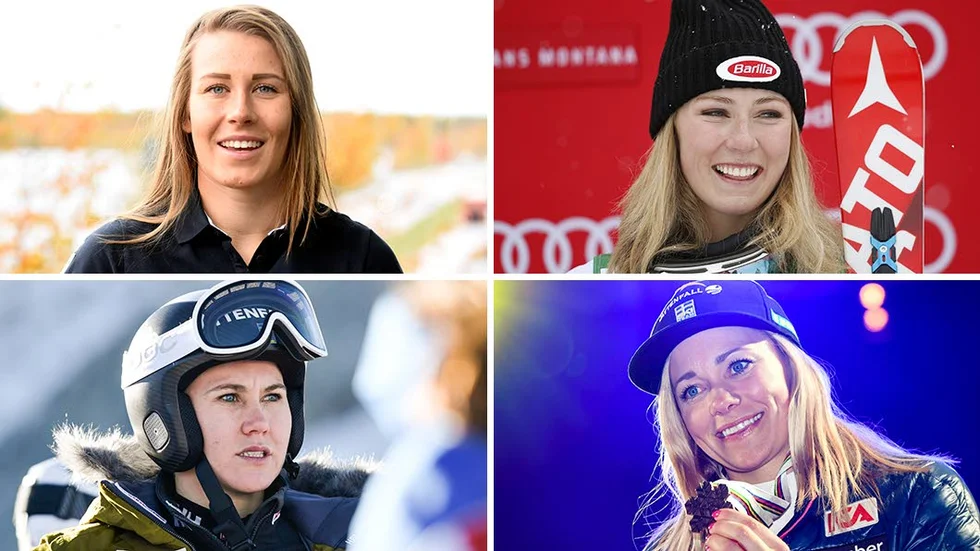 Ylva Stålnacke, Mikaela Shiffrin, Sara Hector och Frida Hansdotter.