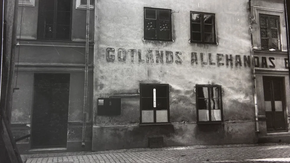 Gotlands Allehanda någon gång under tiden då redaktionen låg på Mellangatan i Visby innerstad. Årtal okänt. 