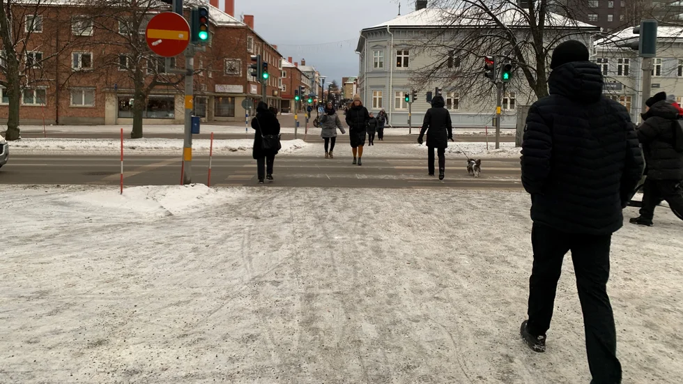 Övergångsstället E4-Nygatan i Skellefteå