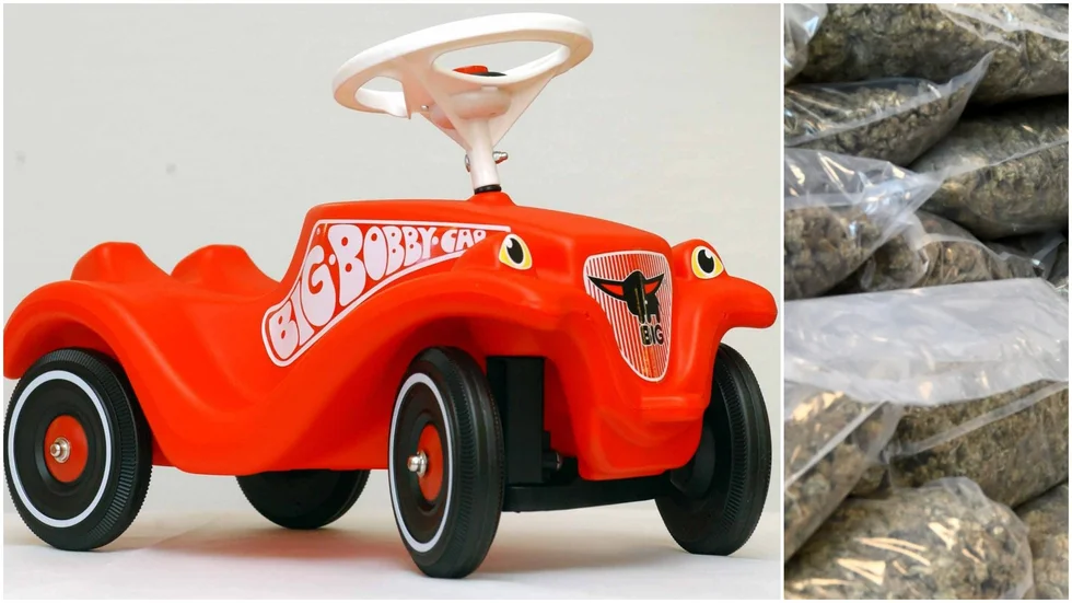 I ett cykelförråd hittade polisen knark som gömts i en så kallad Bobbycar.