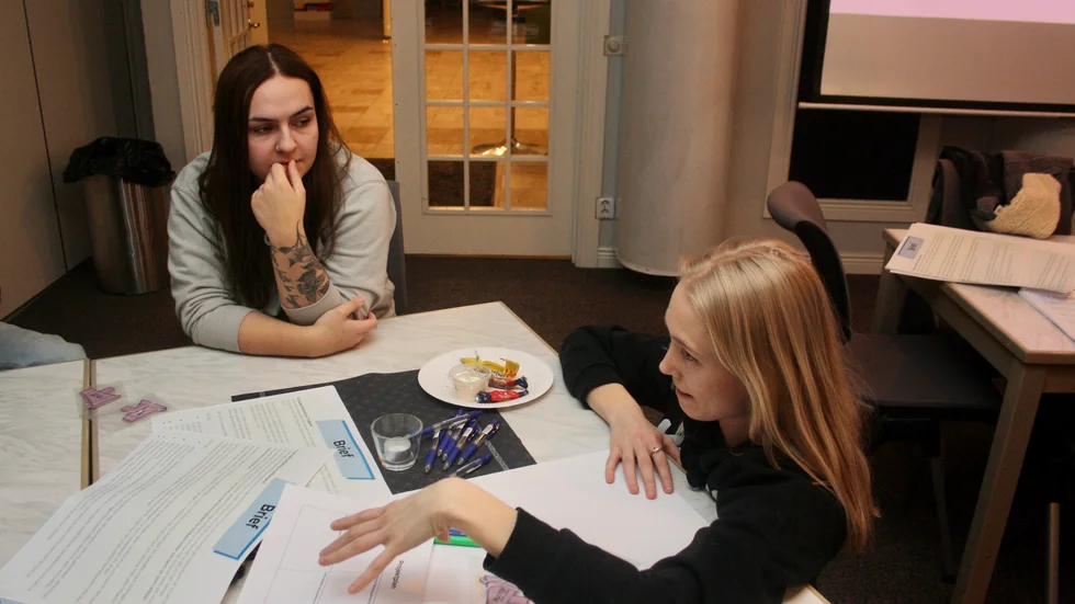 Evelina Jansson, Norsjö och My Petré, Youth 2030 Movement, ventilerar olika idéer.
