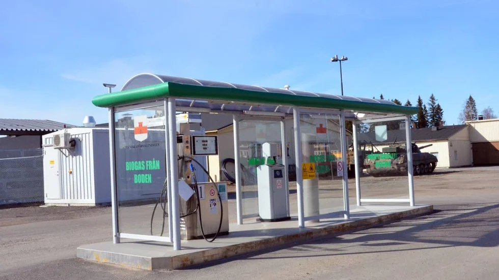 STÄNGD. Här tankas biogasbränsle i Boden normalt, men just nu är stationen stängsd.FOTO: Lena Leffler