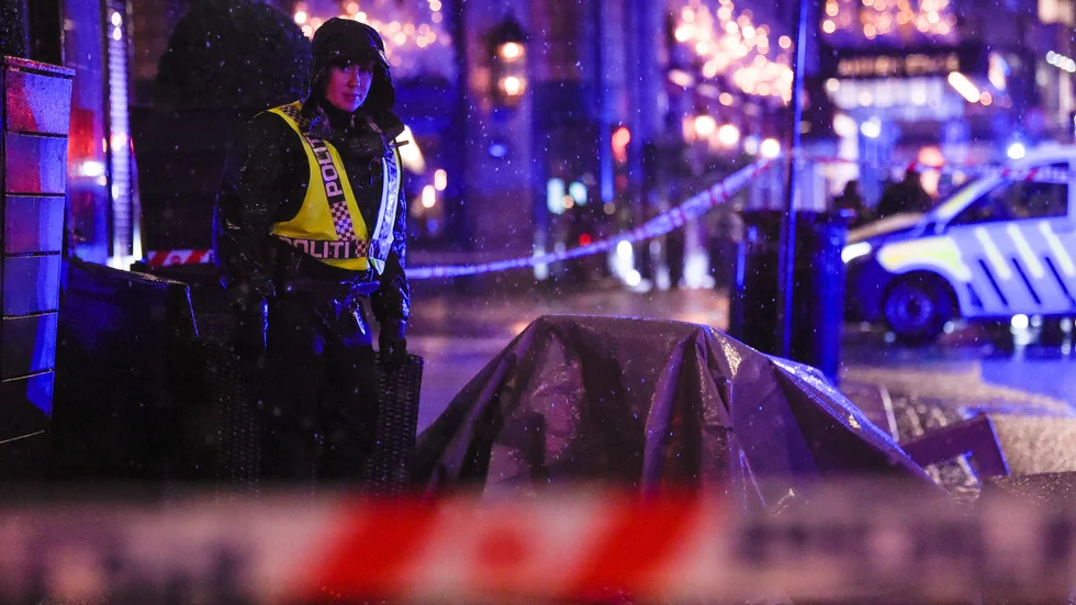 Polisinsats i området efter händelsen.
