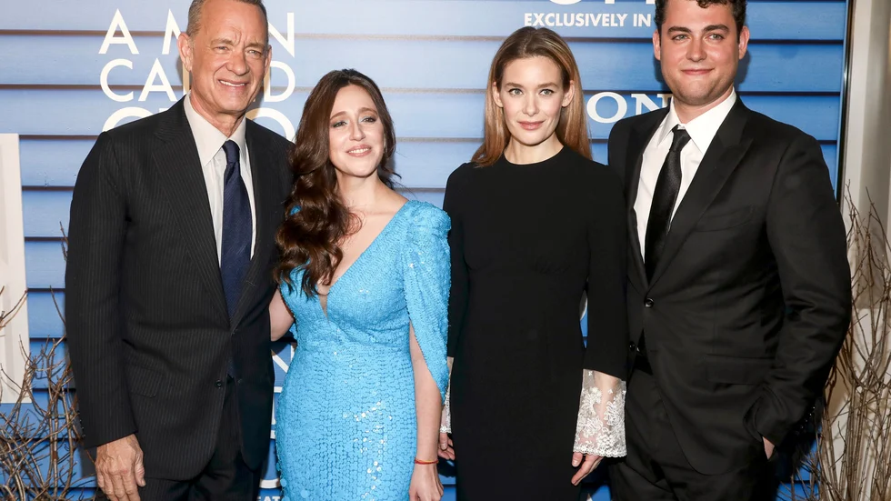 Tom Hanks, Mariana Trevino, Rachel Keller och Truman Hanks. Arkivbild.
