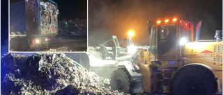 Brand i container på soptippen