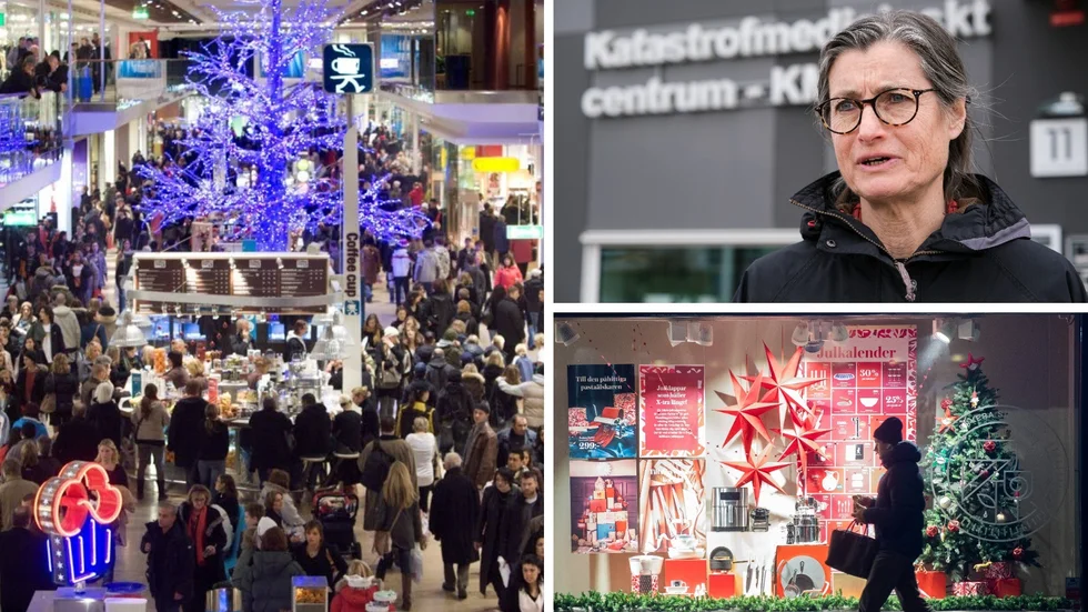 Smittskyddsläkare Britt Åkerlind uppmanar föräldrar att inte ta med sig sina småbarn i julhandeln. 