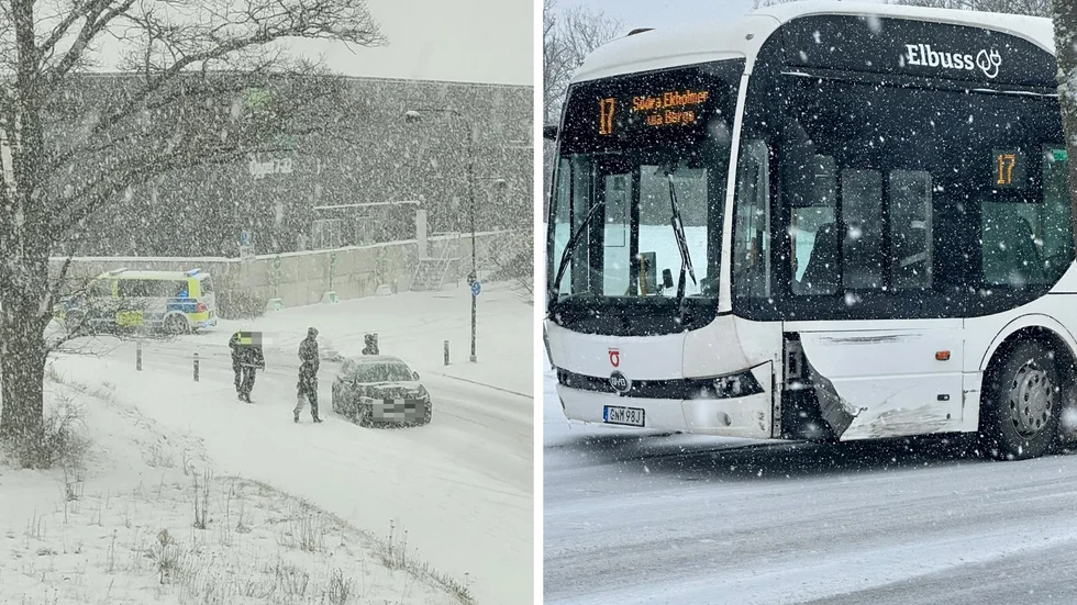 En personbil och buss kolliderade i Linköping under förmiddagen.