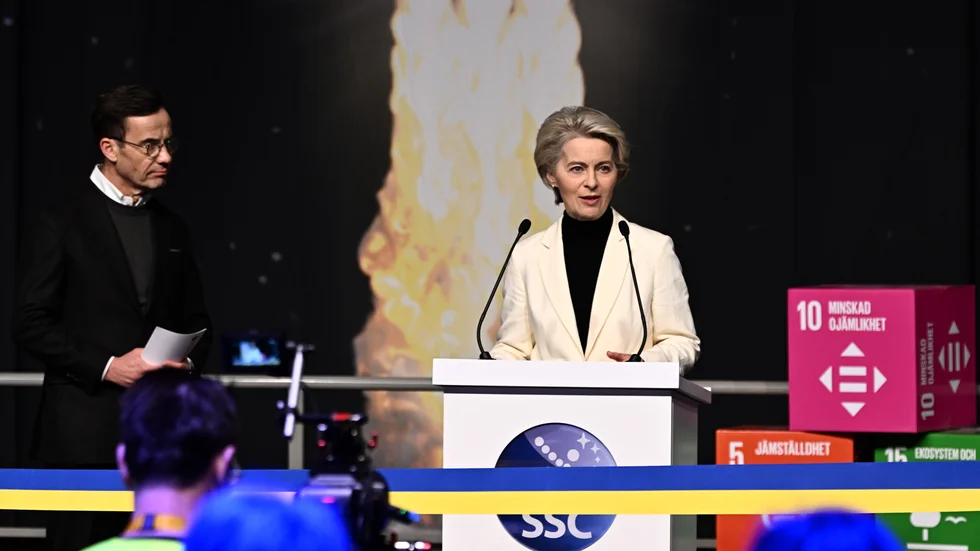 Statsminister Ulf Kristersson (M) och EU-kommissionens ordförande Ursula von der Leyen. Arkivbild.