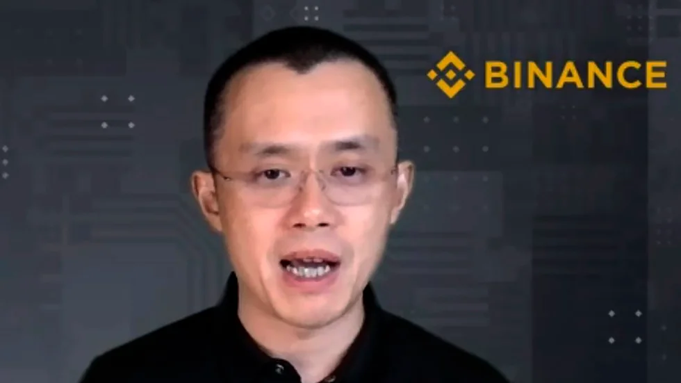 Binance, med grundaren och vd:n Changpeng Zhao, stäms för regelbrott i USA. Arkivbild från en videointervju.