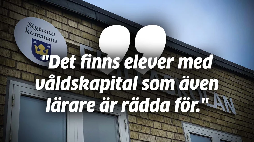 Elev i intervju med Skolinspektionen. Bilden är ett montage.
