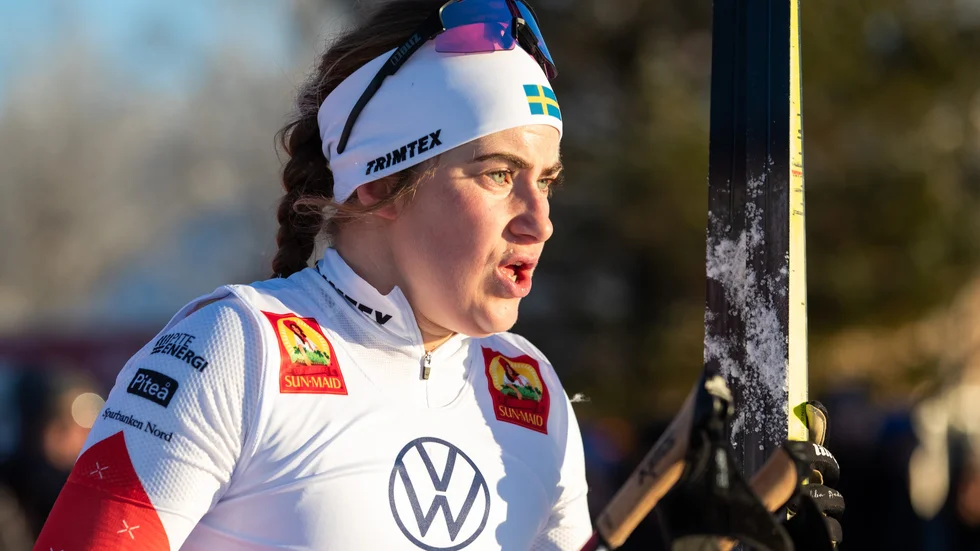 Ebba Andersson, Piteå Elit, efter damernas 10 km klassisk stil under Bruksvallsloppet. Hon utklassade motståndet.