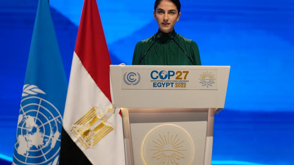 Romina Pourmokhtaris tal på COP27 i Kairo i tisdags.