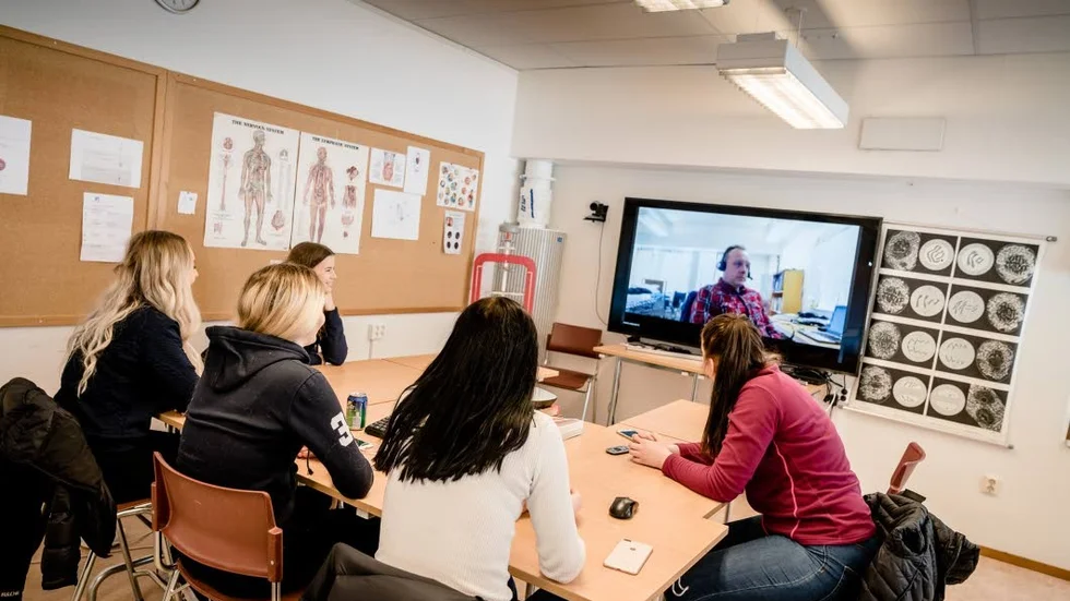 Fjärrundervisning i en skola i Jokkmokk.