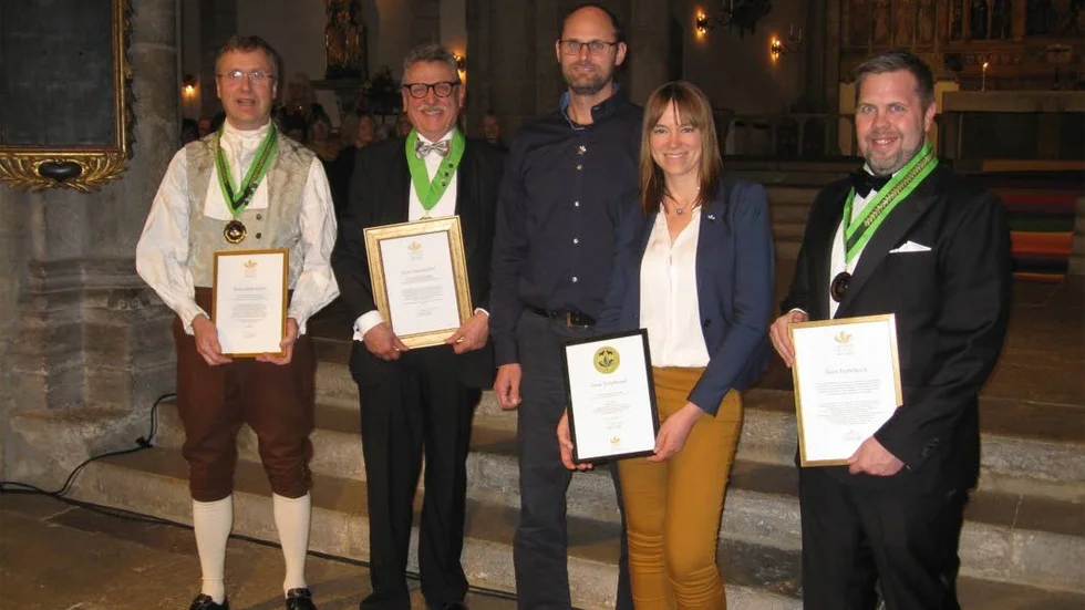 Pristagarna vid årets tryffelceremoni : Olof Thomsson, Göran Hellström, Ragnar Olofsson, Camillla Bäckman och Andreas Hedlund.