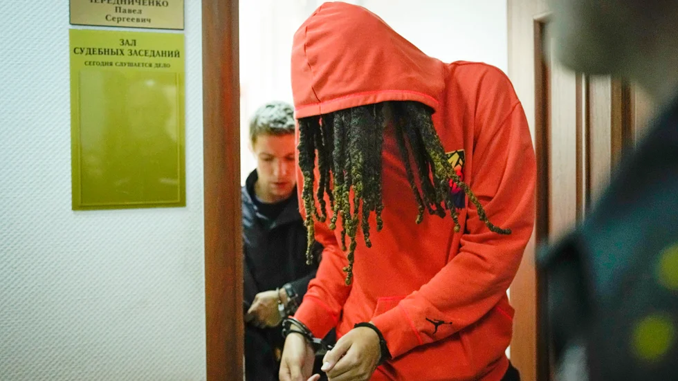 Brittney Griner greps den 17 februari i år. Arkivbild.
