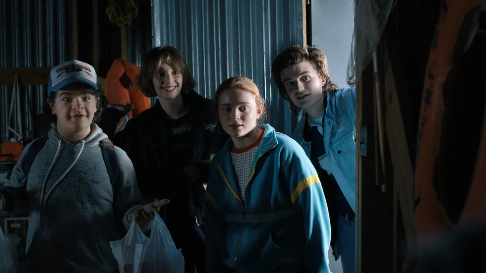 Gaten Matarazzo, Maya Hawke, Sadie Sink och Joe Keery är tillbaka i "Stranger things" säsong fyra. Pressbild.