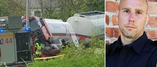 IDENTIFIERAD: Kvinna i 50-årsåldern omkom i Bäl • Frontalkrockade med tankbil • Polisen: Chauffören misstänks inte för brott