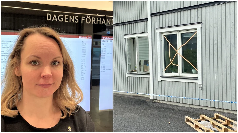 Kammaråklagare Linn Lööw utreder brotten vid gruppbostaden i Lindbacken där gärningsmännen ska ha slagit sönder fönstret på bilden. 