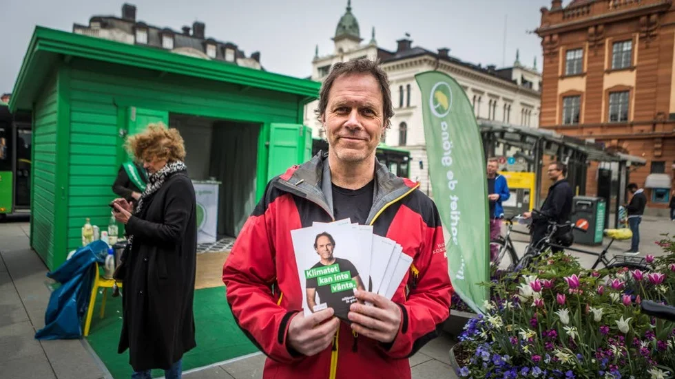 Sedan 2019 sitter Pär Holmgren i Europaparlamentet för Miljöpartiet. Här valkampanjar han i Uppsala.