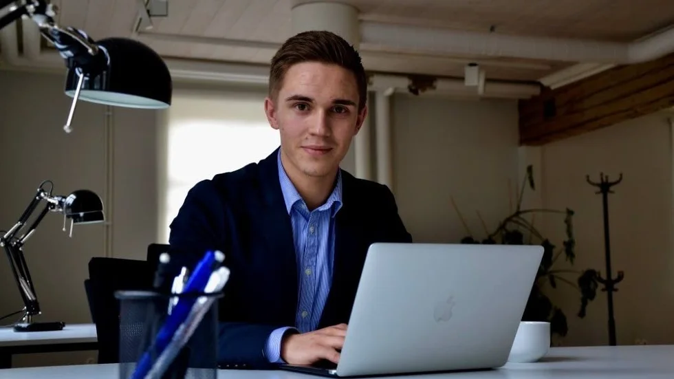 VD. Erik Malmelöv, 17, har startat bolaget Utia tillsammans med Alexander Erkstam.
