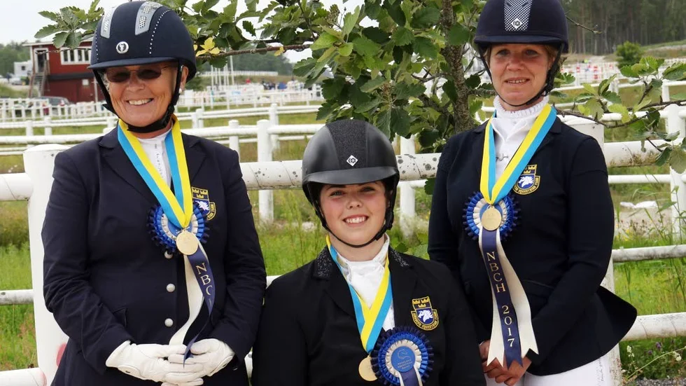 Uttagna. Här är EM-laget i para-dressyr, från vänster; Louise Etzner Jakobsson, Felicia Grimmenhag och Anita Johnsson.