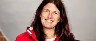 Hon föll på målsnöret