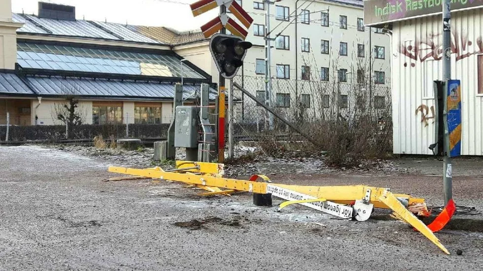 Nedkörd bom i centrala Uppsala.